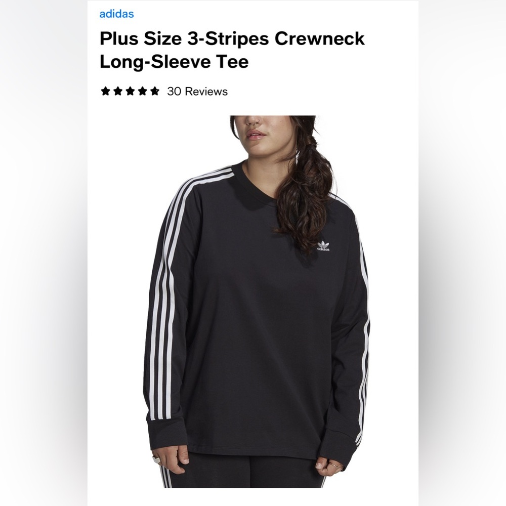 adidas
Plus Size 3-Stripes Crewneck Long-Sleeve Tee